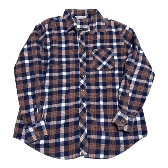 Vintage 80s Sears 100% Cotton Multicolor‎ Button Down Flannel Shirt 18 (Adult L) - Picture 1 of 4